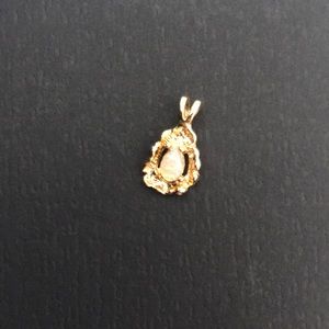 plated gold and opal pearl shaped pendant